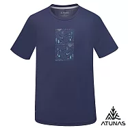 【ATUNAS 歐都納】男款循環ATUNAS-TEX短袖圖T恤/吸濕排汗/防曬透氣/大尺碼A2TS2529MC- XL 靛藍