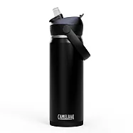 【美國 CamelBak】600ml Flip Straw不鏽鋼多水吸管保溫瓶(保冰)- 濃黑