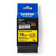 兄弟牌 BROTHER 黃底黑字 18mmx8M 超黏性護貝標籤帶/ 包 TZe-S641