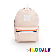 CILOCALA 限量版亮彩尼龍彩虹防潑水後背包-中大 椰奶白
