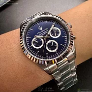 MASERATI瑪莎拉蒂精品錶,編號：R8853100022,44mm圓形銀精鋼錶殼寶藍色錶盤精鋼銀色錶帶
