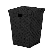 《KELA》Alvaro附蓋長方編織收納籃 | 衣物籃 髒衣籃 玩具收納籃 - 墨黑40cm