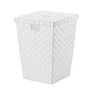 《KELA》Alvaro附蓋長方編織收納籃 | 衣物籃 髒衣籃 玩具收納籃 - 雲朵白40cm