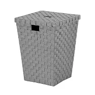 《KELA》Alvaro附蓋長方編織收納籃 | 衣物籃 髒衣籃 玩具收納籃 - 銀灰40cm