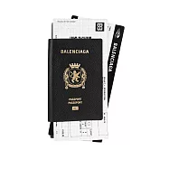 BALENCIAGA 護照及雙機票造型牛皮對開二折長夾 (黑色)