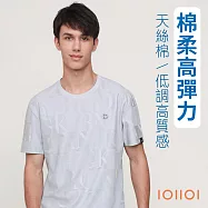 IOIIOI歐洲貴族 立體緹花彈力T恤 奢華質感 天絲棉圓領衫 涼感 輕盈柔軟 防皺 25522060 M 灰色