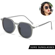 【SUNS】韓版圓框ins太陽眼鏡 時尚大框墨鏡 TR90輕量明星款 高質感金屬框 335 象牙灰