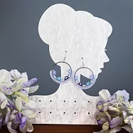 【PinkyPinky Boutique】甜美小花 手工編織鍍銀圈圈耳環 (水藍色)