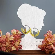 【PinkyPinky Boutique】甜美小花 手工編織鍍銀圈圈耳環 (黃色)