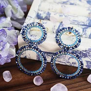 【PinkyPinky Boutique】低調奢華 閃爍珠珠鍍18K金圈圈耳環 (紺藍色)