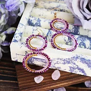 【PinkyPinky Boutique】低調奢華 閃爍珠珠鍍18K金圈圈耳環 (葡萄紫)