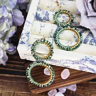 【PinkyPinky Boutique】低調奢華 閃爍珠珠鍍18K金圈圈耳環 (苔癬綠)