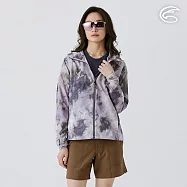 ADISI 女COOL鈦降溫抗UV撥水連帽印花外套 AJ2511019 斑駁紫棕 (S-XL) S 斑駁紫棕