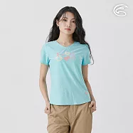 ADISI 女浪花洞洞短袖桃領透氣圖T AL2511013 加勒比藍 (S-3XL) S 加勒比藍