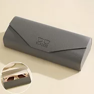 seoul show首爾秀 信封荔枝紋皮質全鐵硬殼防壓墨鏡老花近視太陽眼鏡盒 深空灰