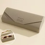 seoul show首爾秀 信封荔枝紋皮質全鐵硬殼防壓墨鏡老花近視太陽眼鏡盒 駝色灰