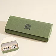 seoul show首爾秀 布紋全鐵立體三角硬殼防壓墨鏡老花近視太陽眼鏡盒 橄欖綠