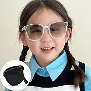 seoul show首爾秀 兒童可折疊輕量太陽眼鏡UV400墨鏡 2070 透白框漸咖片