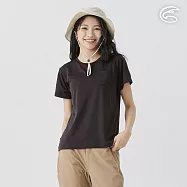 ADISI 女UPF50+防曬抑菌圓領短袖排汗衣 AL2511035 黑色 (S-2XL) L 黑色