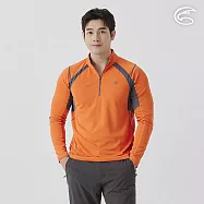 ADISI 男UPF50+防曬抑菌半門襟長袖排汗衣 AL2511020 橘褐色 (S-3XL) S 橘褐色