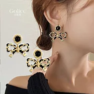 【Gulicc】耳環 法式黑色蝴蝶結耳環