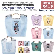 【Kusuguru Japan】日本眼鏡貓 傘繩購物包 緹花繩手柄繽紛糖果色刺繡網紗提包 (多款任選) -Parlor Suzuran-do藍色