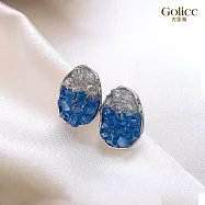 【Gulicc】耳環 法式雙色碎晶耳環 藍色