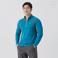 ADISI 男UPF50+防曬抑菌半門襟長袖排汗衣 AL2511020 墨藍 (S-3XL) S 墨藍