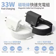 Wephone PD33W 手機快速充電器+100W 雙頭Type-C 磁吸線快充線(1.2M) 夜幕黑