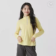 ADISI 女UPF50+防曬抑菌半門襟長袖排汗衣 AL2511022 青檸黃 (S-XL) L 青檸黃