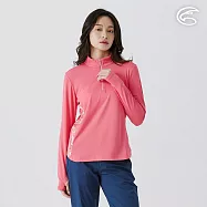 ADISI 女UPF50+防曬抑菌半門襟長袖排汗衣 AL2511022 深粉 (S-2XL) S 深粉