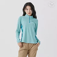 ADISI 女UPF50+防曬抑菌半門襟長袖排汗衣 AL2511022 湖綠 (S-XL) S 湖綠