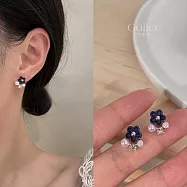 【Gulicc】耳環 法式克萊茵蘭花朵小巧耳釘