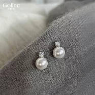 【Gulicc】耳環 法式輕奢鋯石珍珠耳環 白色