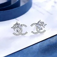 【Gulicc】耳環 小香風 時尚優雅滿鑽耳環 (銀)