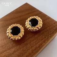 【Gulicc】耳環 輕奢宮廷風流金系列耳環 (黑色滴釉)