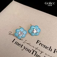 【Gulicc】耳環 復古滴釉風系列氣質耳環 (藍色小花)