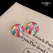 【Gulicc】耳環 復古滴釉風系列氣質耳環 (粉色鈕扣)