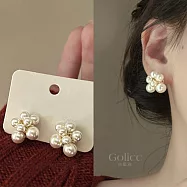 【Gulicc】耳環 典雅珍珠鑲鑽耳環