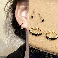 【Gulicc】耳環 黑色甜酷 鋯石耳圈