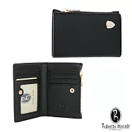 Roberto Mocali - 義大利諾貝兔金銀島真皮系列時尚質感男用牛皮扣式卡片證件夾零錢包 黑色
