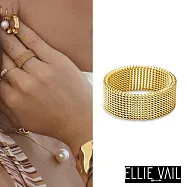 ELLIE VAIL 邁阿密防水珠寶 經典鋼索 金色小寬版戒指 Etta Mesh 7號