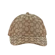 COACH CC Logo 滿版緹花布棒球帽 M-L (卡其色)