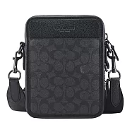 COACH Sullivan經典PVC拼接皮革直式斜背包- 黑灰