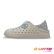 【LOTTO 義大利】童鞋 Sicily 輕量洞洞鞋- 22cm 米