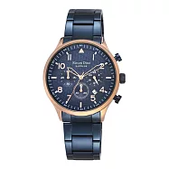 Roven Dino羅梵迪諾 捍衛戰士時尚腕錶-玫瑰金X藍大