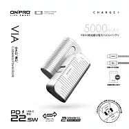ONPRO VIA 5000mAh 直插式口袋時尚快充行動電源 經典銀