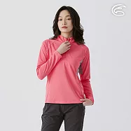 ADISI 女UPF50+防曬抑菌半門襟長袖排汗衣 AL2511023 深粉 (S-2XL) S 深粉