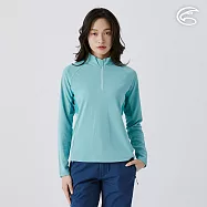 ADISI 女UPF50+防曬抑菌半門襟長袖排汗衣 AL2511023 湖綠 (S-XL) S 湖綠