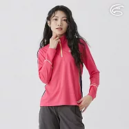 ADISI 女UPF50+防曬抑菌半門襟長袖排汗衣 AL2511024 桃紅 (S-2XL) S 桃紅